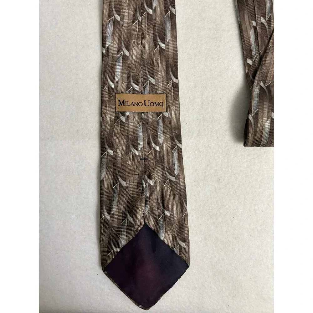 Professional‎ Milano Uomo/Van Heusen Mens OS Brown Gold Silk Tie Bundle Lot 2pc